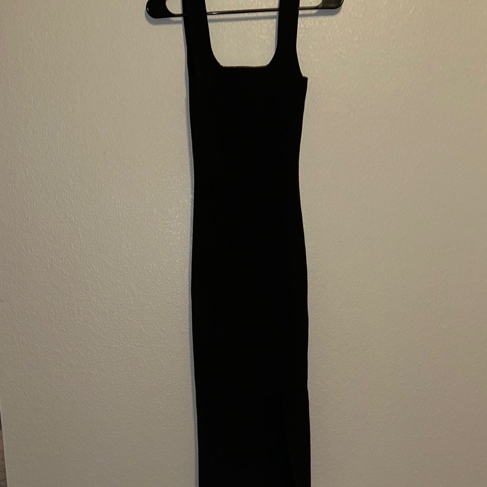 Black Bodycon Maxi Dress with Square Neck